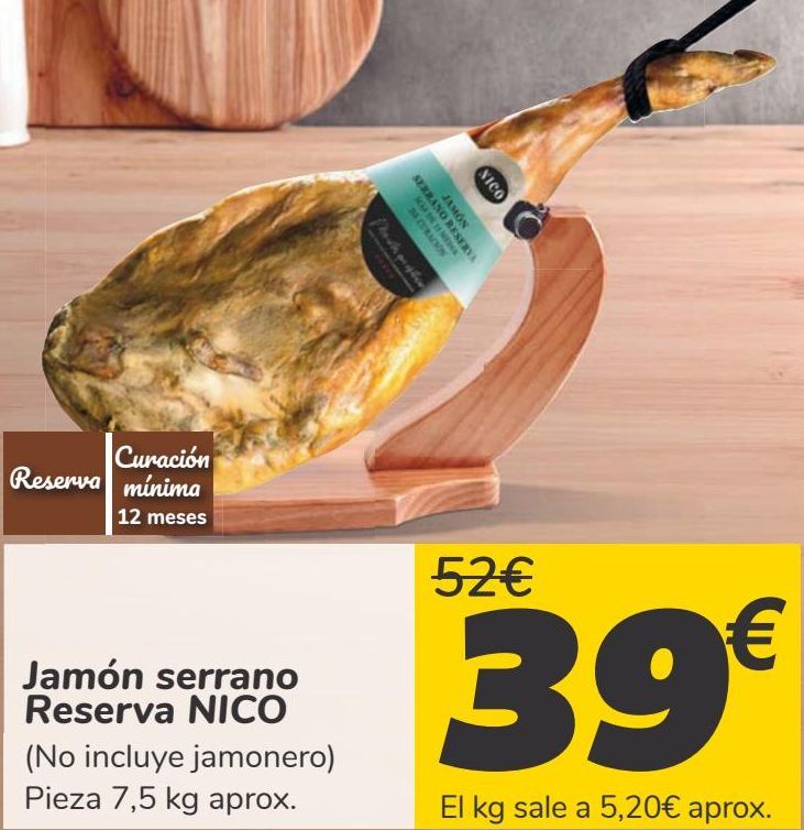 Oferta de Jamón serrano Reserva NICO  por 39€