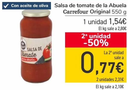 Oferta de Salsa de tomate de la Abuela Carrefour Original  por 1,54€