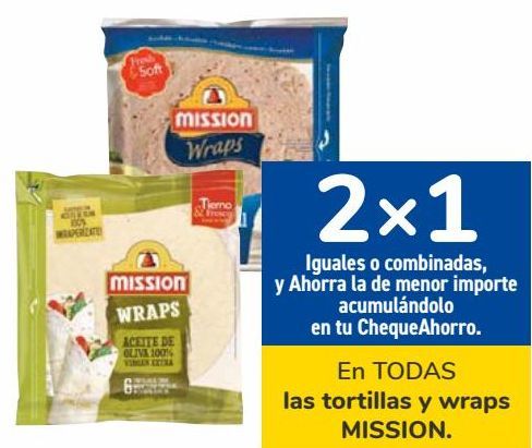 Oferta de En TODAS las tortillas y wraps MISSION  por 