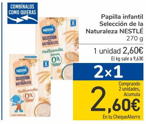 Oferta de Papilla infantil Selección de la Naturaleza NESTLÉ por 2,6€