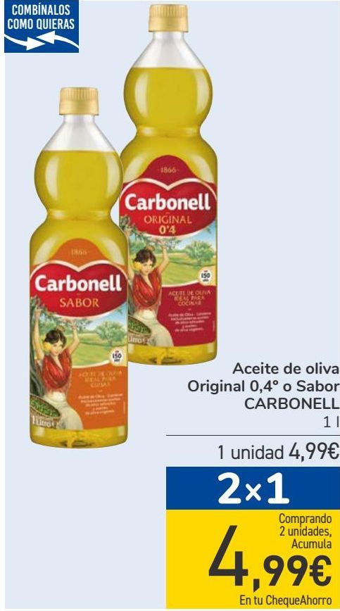 Oferta de Aceite de oliva Original 0,4º o Sabor Carbonell  por 4,99€
