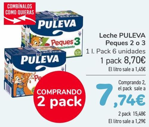 Oferta de Leche PULEVA Peques 2 o 3  por 8,7€