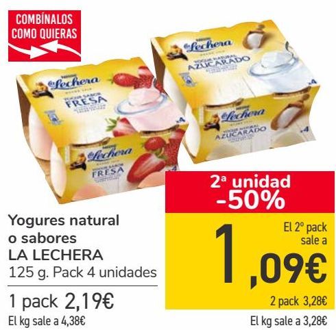 Oferta de Yogures natural o sabores LA LECHERA  por 2,19€