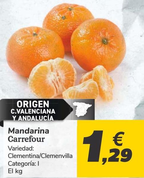 Oferta de Mandarina Carrefour  por 1,29€