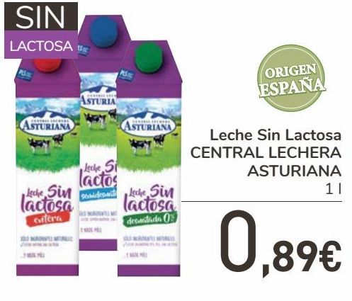 Oferta de Leche Sin Lactosa CENTRAL LECHERA ASTURIANA  por 0,89€