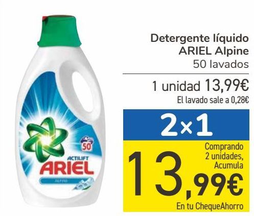 Oferta de Detergente líquido ARIEL Alpine por 13,99€