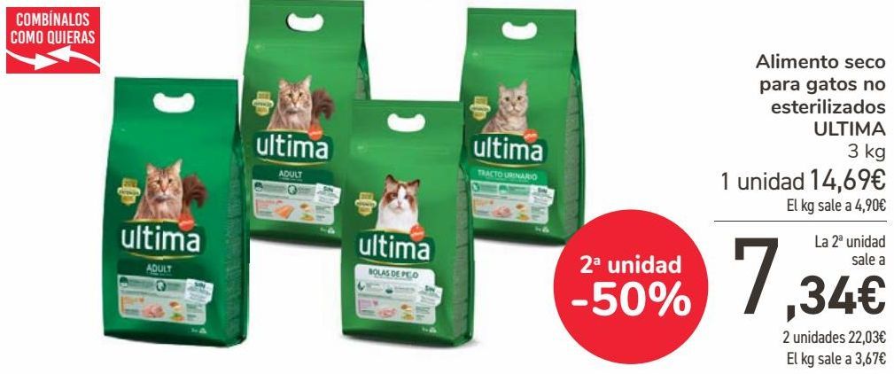 Oferta de Alimento seco para gatos no esterilizados ULTIMA  por 14,69€