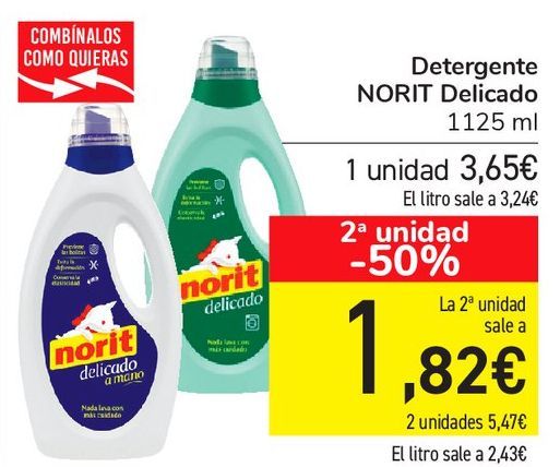 Oferta de Detergente NORIT Delicado  por 3,65€