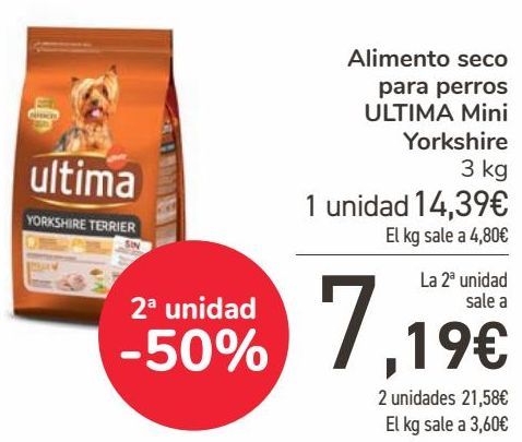Oferta de Alimento seco para perros ULTIMA Mini Yorkshire  por 14,39€