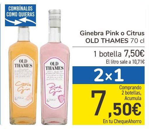 Oferta de Ginebra Pink o Citrus OLD THAMES por 7,5€