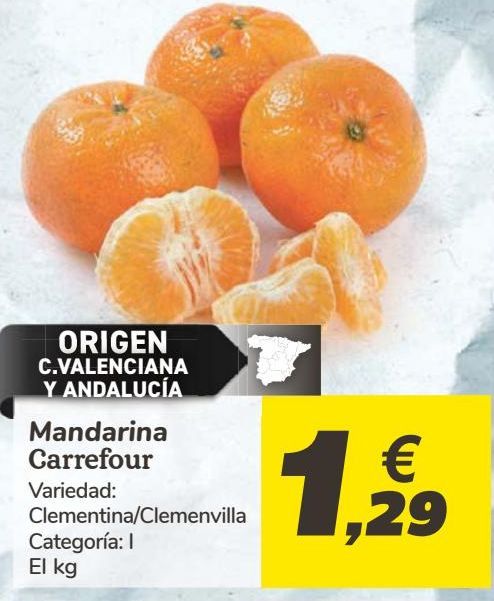 Oferta de Mandarina Carrefour por 1,29€