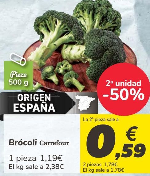 Oferta de Brócoli Carrefour por 1,19€