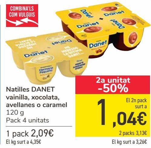 Oferta de Natillas DANET Vainilla, chocolate, avellanas o caramelo  por 2,09€