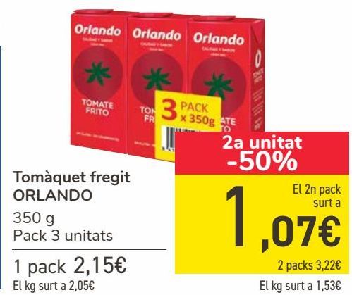 Oferta de Tomate frito ORLANDO  por 2,15€