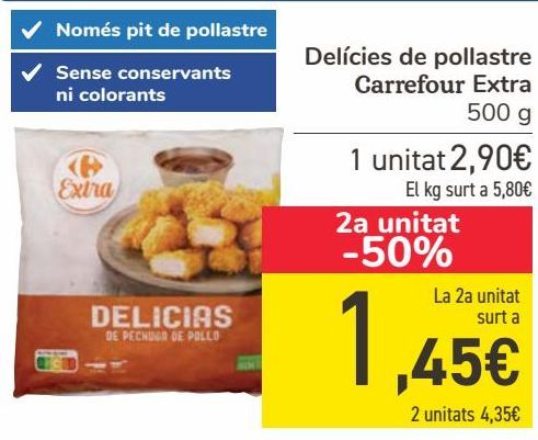 Oferta de Delicias de Pollo Carrefour Extra  por 2,9€