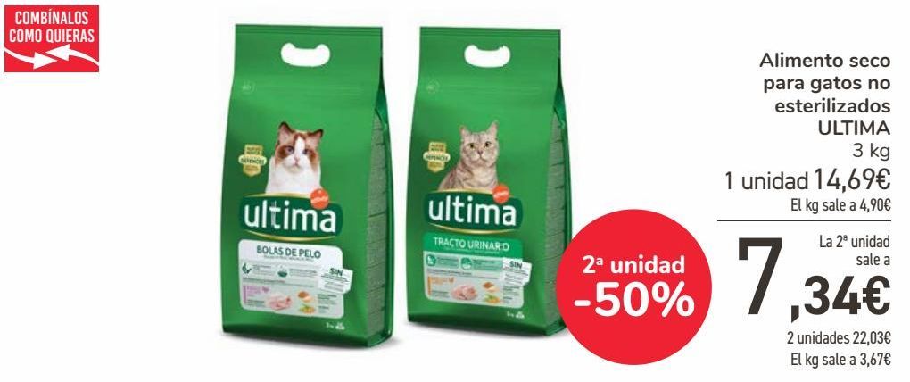 Oferta de Alimento seco para gatos no esterilizados ULTIMA  por 14,69€
