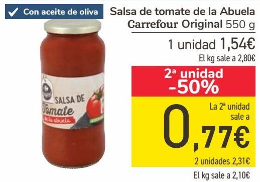 Oferta de Salsa de tomate de la Abuela Carrefour Original  por 1,54€