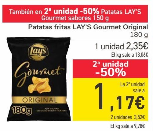 Oferta de Patatas fritas LAY0S Gourmet Original  por 2,35€