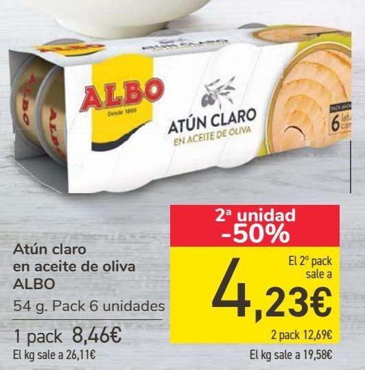 Oferta de Atún claro en aceite de oliva ALBO  por 8,46€