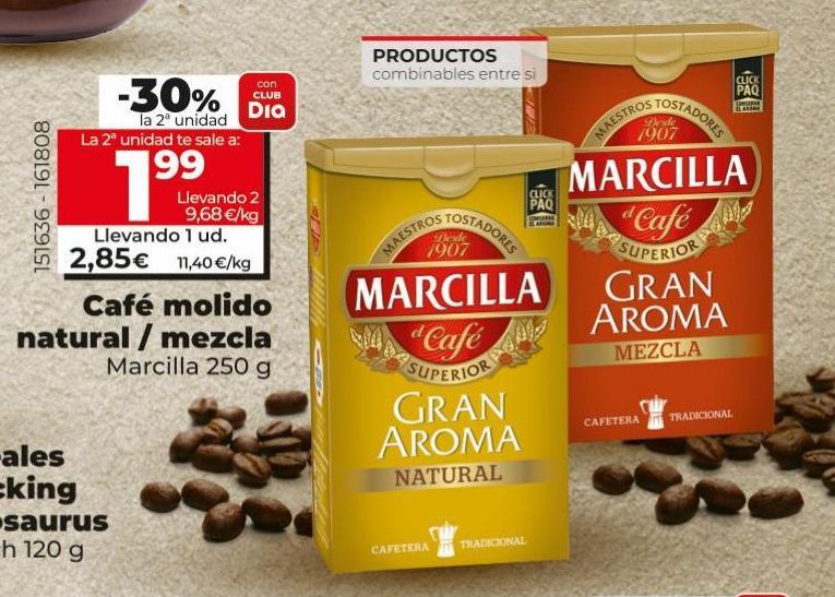 Oferta de Café molido natural / mezcla Marcilla 250g por 2,85€