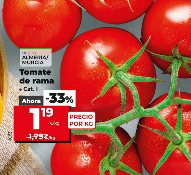 Oferta de Tomate de rama Cat I (precio por kg) por 1,19€