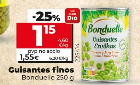 Oferta de Guisantes finos  Bonduelle 250g por 1,55€