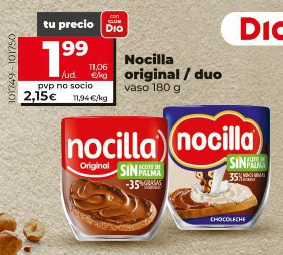 Oferta de Nocilla original / duo (vaso 180g) por 2,15€