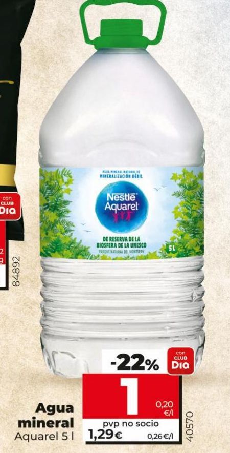 Oferta de Agua mineral Aquarel 5L por 1,29€