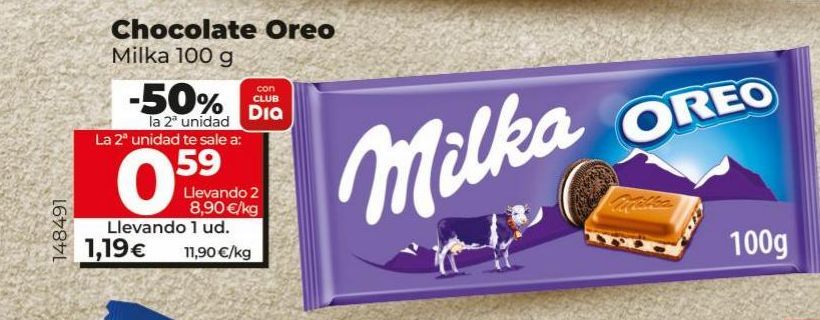 Oferta de Chocolate Oreo Milka 100g por 1,19€