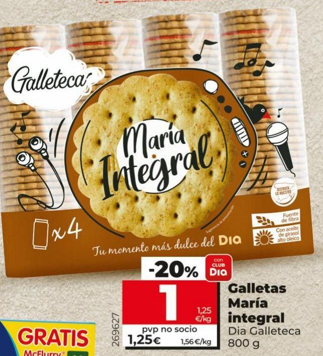 Oferta de Galletas María integral por 1,25€