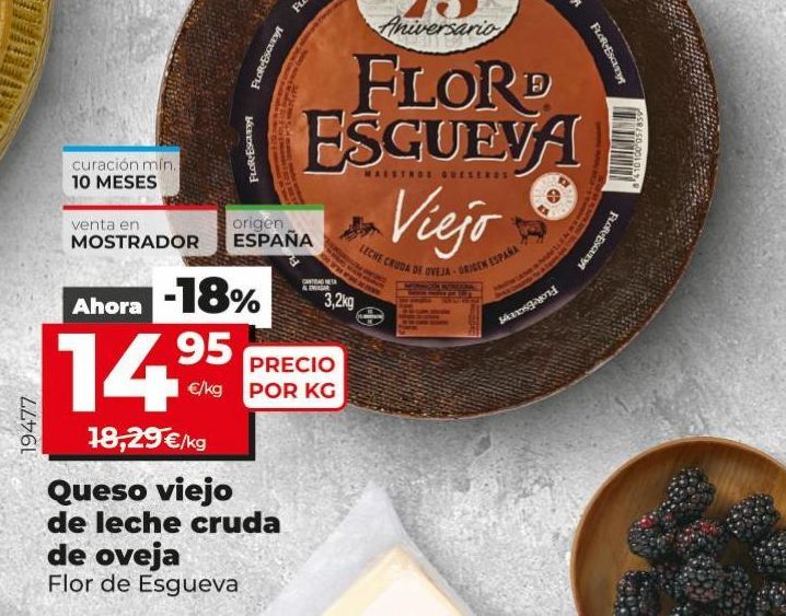 Oferta de Queso viejo  de leche cruda de oveja Flor de Esgueva por 14,95€