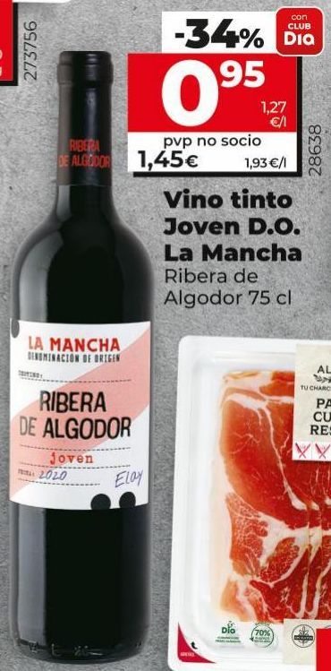 Oferta de Vino tinto Joven DO La Mancha por 1,45€