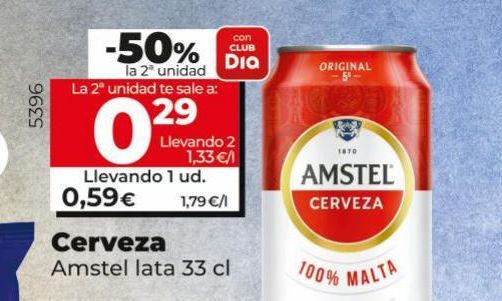 Oferta de Cerveza Amstel lata 33cl por 0,59€