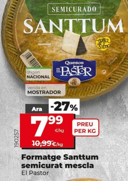 Oferta de Queso Santtum semicurado mezcla El Pastor por 7,99€