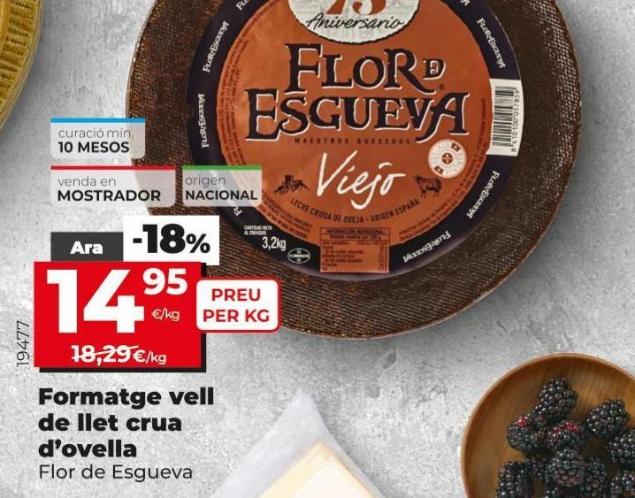 Oferta de Queso viejo  de leche cruda de oveja Flor de Esgueva por 14,95€