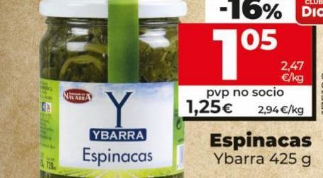 Oferta de Espinacas Ybarra por 1,25€