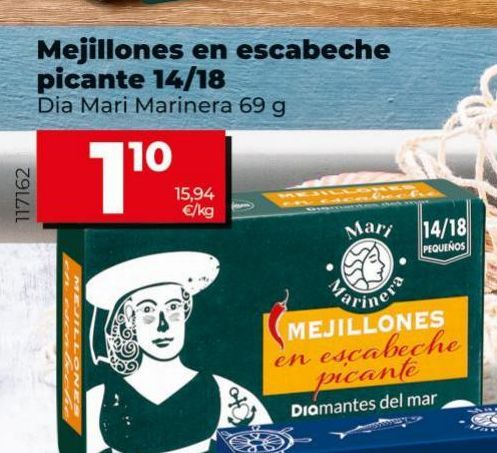 Oferta de Mejillones en escabeche Dia por 1,1€