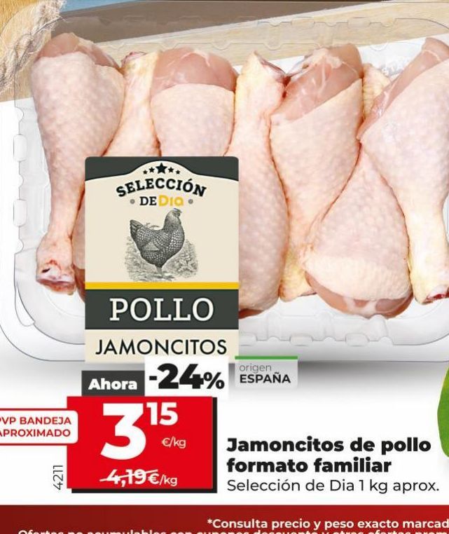 Oferta de Jamoncitos de pollo Dia por 3,15€