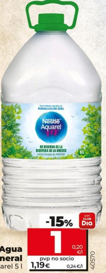 Oferta de Agua Aquarel por 1€