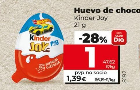 Oferta de Huevo de chocolate Kinder por 1€