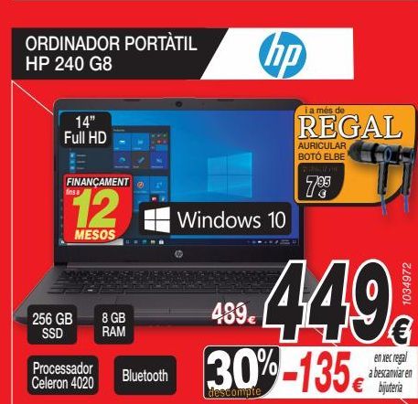 Oferta de Ordenador portátil HP por 449€