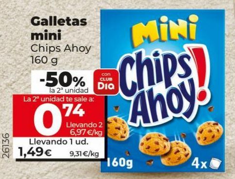 Oferta de Galletas mini Chips Ahoy por 1,49€