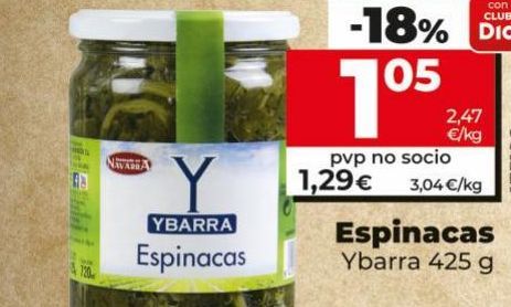 Oferta de Espinacas Ybarra por 1,29€