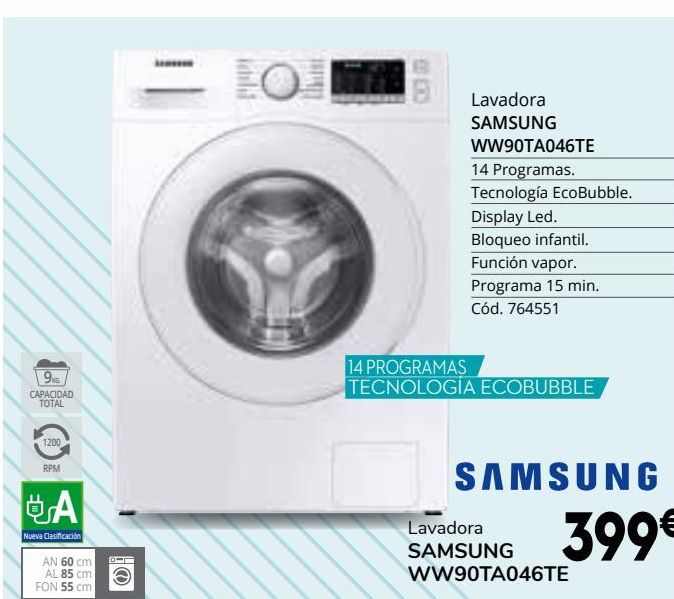 Oferta de Lavadora carga frontal Samsung por 399€