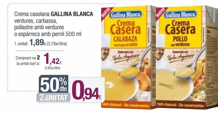 Oferta de Crema catalana Gallina Blanca por 1,89€