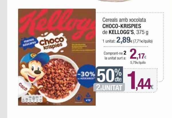 Oferta de Cereales Choco Krispies Kellogg's por 2,89€