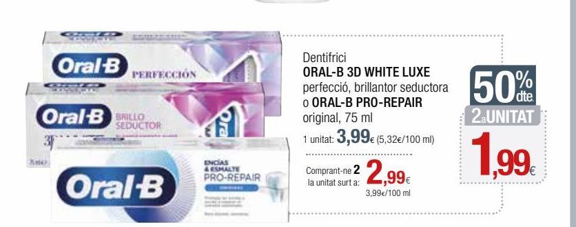 Oferta de Crema dental Oral B por 3,99€