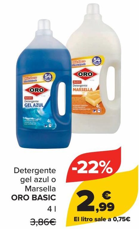 Oferta de Detergente gel azul o Marsella ORO BASIC  por 2,99€