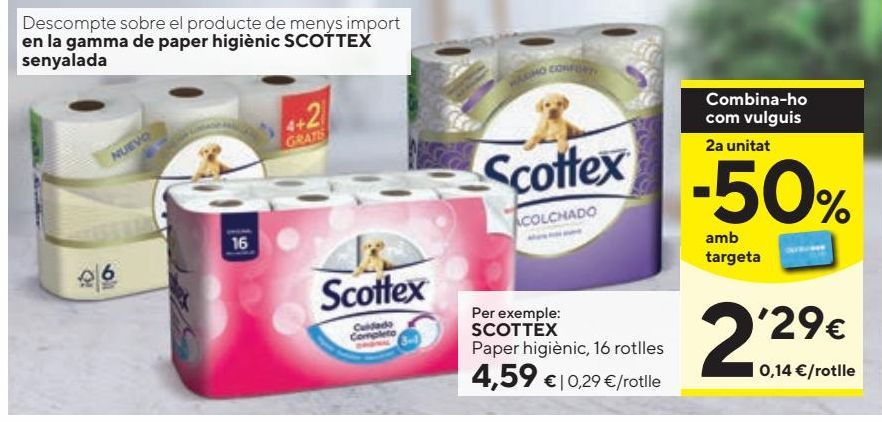 Oferta de Papel higiénico Scottex por 4,59€