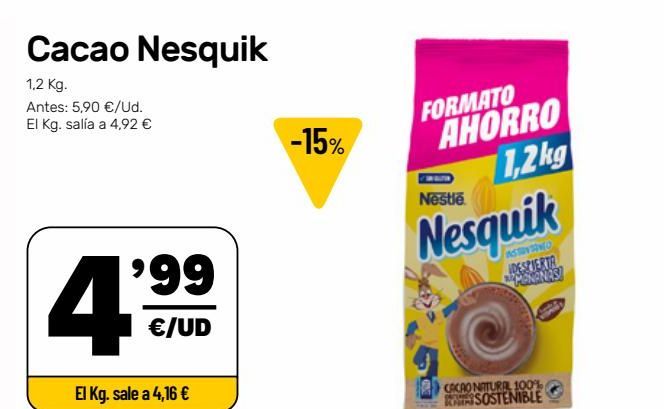 Oferta de Cacao Nesquik por 4,99€